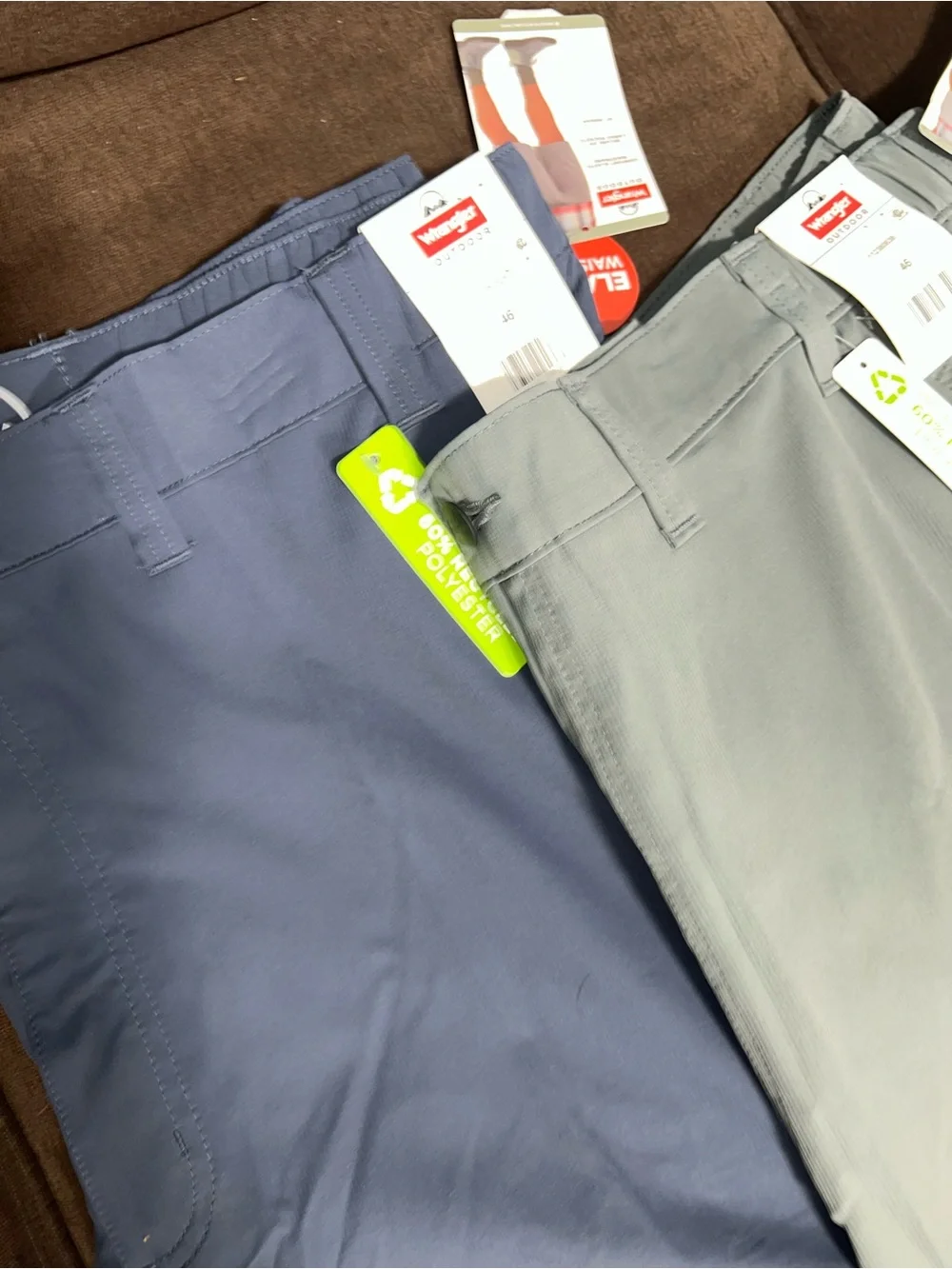 2 Wrangler Shorts Size 46. Utility Cargo Relaxed Fit. Gray and Blue. Inseam 10”